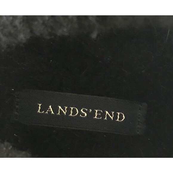 Lands' End Black Suede Faux Fur Lined Clogs Women 7.5 Tasseled Crepe Wedge Shoe - Picture 9 of 10